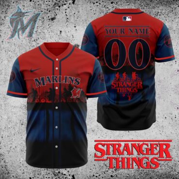 Premium MLB Miami Marlins X Stranger Things Baseball Jersey