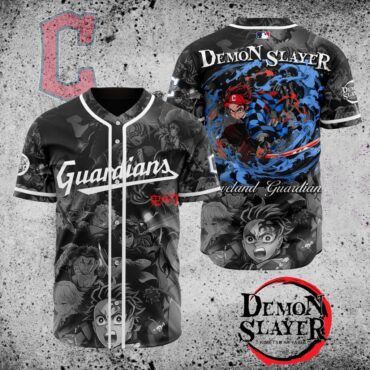 Premium MLB Cleveland Guardians X Demon Slayer Baseball Jersey