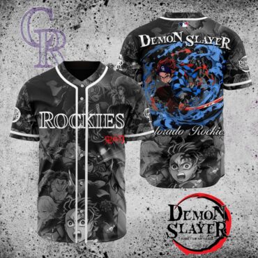 Premium MLB Colorado Rockies X Demon Slayer Baseball Jersey
