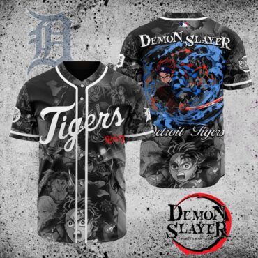 Premium MLB Detroit Tigers X Demon Slayer Baseball Jersey