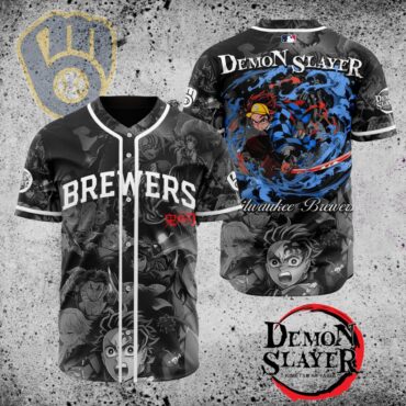 Premium MLB Milwaukee Brewers X Demon Slayer Baseball Jersey