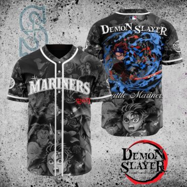 Premium MLB Seattle Mariners X Demon Slayer Baseball Jersey