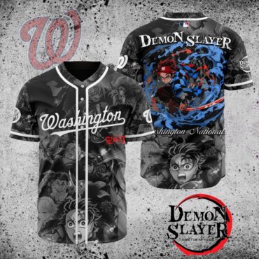 Premium MLB Washington Nationals X Demon Slayer Baseball Jersey