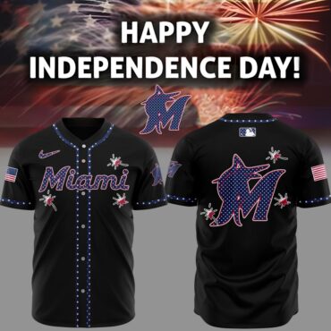 Premium MLB Miami Marlins Happy Independence Day Baseball Jersey