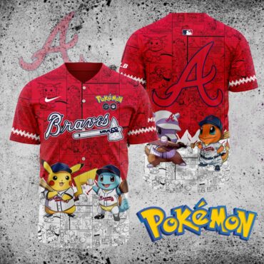 Premium MLB Atlanta Braves X Pokemon Baseball Jersey