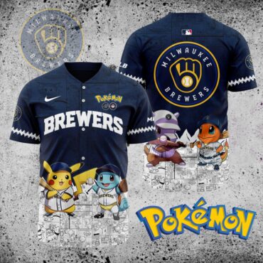 Premium MLB Milwaukee Brewers X Pokemon Baseball Jersey