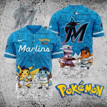 Premium MLB Miami Marlins X Pokemon Baseball Jersey