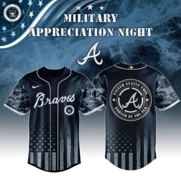 Premium MLB Atlanta Braves Navy Military Appreciation Baseball Jersey