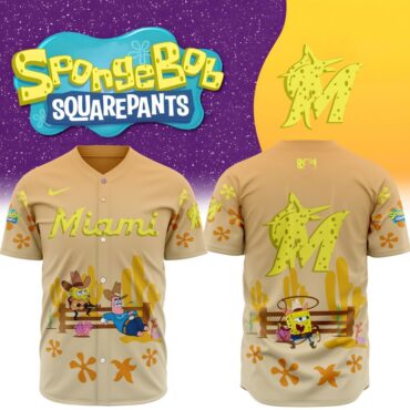 Premium MLB Miami Marlins X SpongeBob SquarePants Special Baseball Jersey