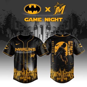 Miami Marlins x DC Batman Game Night Baseball Jersey