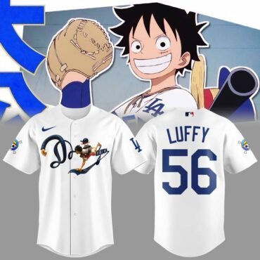 Los Angeles Dodgers MLB x One Piece Luffy Baseball Jersey Custom Name And Number