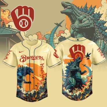 Milwaukee Brewers MLB x Godzilla Attack Baseball Jersey
