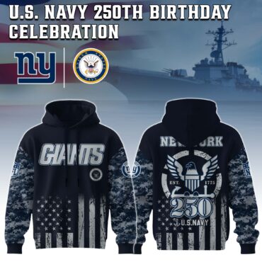 New York Giants NFL x 250 USA Navy Army 3D Hoodie