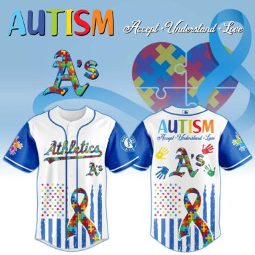 Oakland Athletics MLB x Autism Awareness Month Baseball Jersey