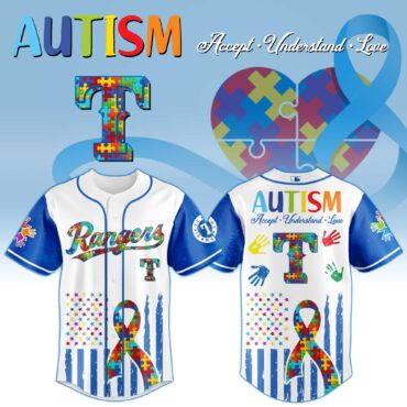 Texas Rangers MLB x Autism Awareness Month Baseball Jersey
