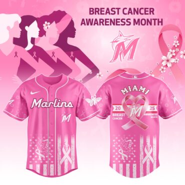 Miami Marlins MLB x Breast Cancer Awareness Month Baseball Jersey