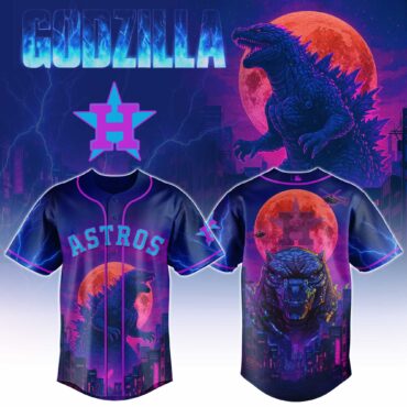 Houston Astros MLB x Godzilla Neon City Baseball Jersey