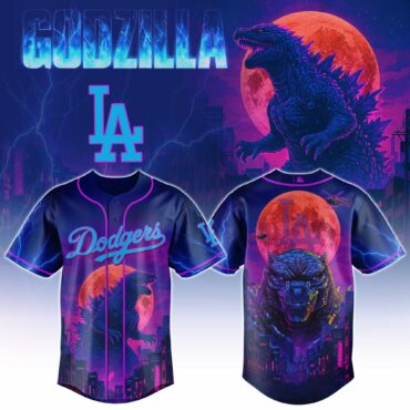 Los Angeles Dodgers MLB x Godzilla Neon City Baseball Jersey