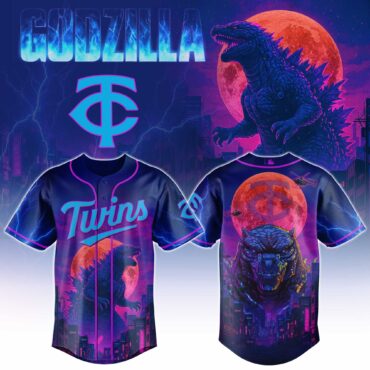 Minnesota Twins MLB x Godzilla Neon City Baseball Jersey