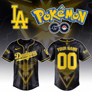 Los Angeles Dodgers MLB x Pokemon Go Zapdos Baseball Jersey Custom Name And Number