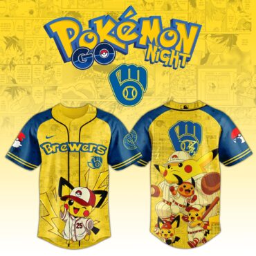 Milwaukee Brewers MLB x Pokemon Pikachu Family Baseball Jersey