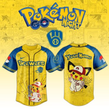 Milwaukee Brewers MLB x Pokemon Pichu Pikachu Baseball Jersey Custom Name