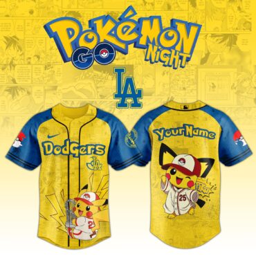 Los Angeles Dodgers MLB x Pokemon Pichu Pikachu Baseball Jersey Custom Name