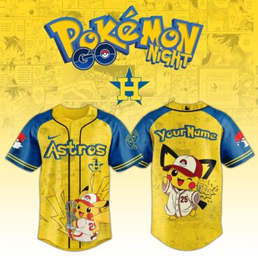Houston Astros MLB x Pokemon Pichu Pikachu Baseball Jersey Custom Name