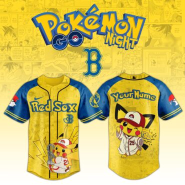 Boston Red Sox MLB x Pokemon Pichu Pikachu Baseball Jersey Custom Name