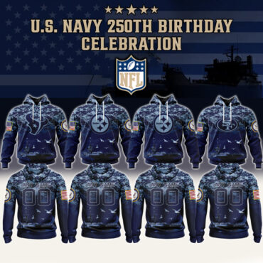 All Team NFL x Happy USA Navy 250th Birthday 3D Hoodie Custom Name And Number