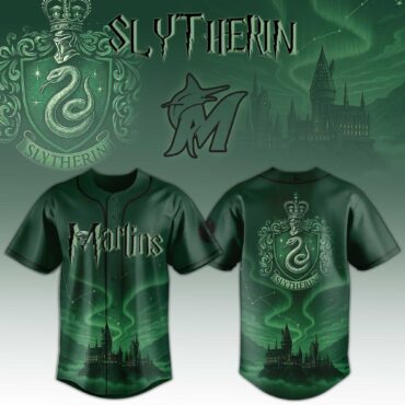 Miami Marlins MLB x Harry Potter Slytherin Baseball Jersey