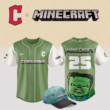 Cleveland Guardians MLB x Minecraft Movie Baseball Jersey