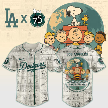 Los Angeles Dodgers MLB x Peanuts 75th Anniversary Baseball Jersey