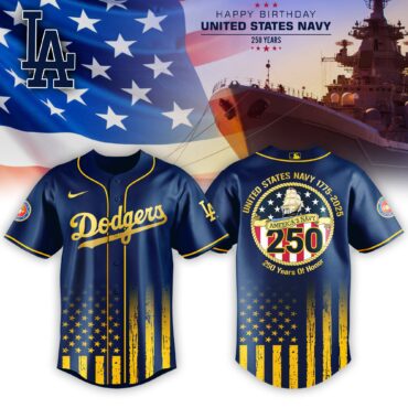 Los Angeles Dodgers MLB x USA Happy Birthday USA Navy Baseball Jersey