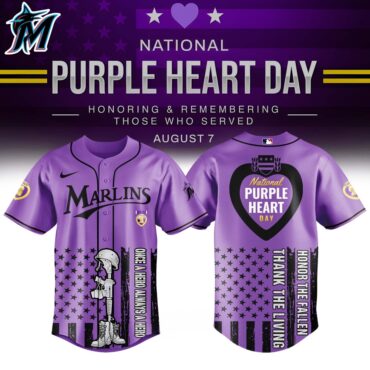 Miami Marlins MLB x USA Purple Heart Day Baseball Jersey