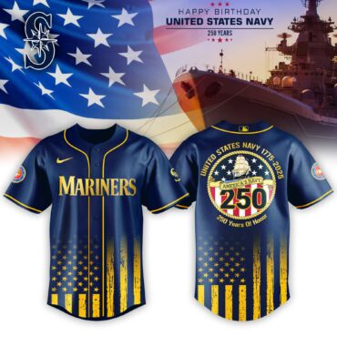 Seattle Mariners MLB x USA Happy Birthday USA Navy Baseball Jersey