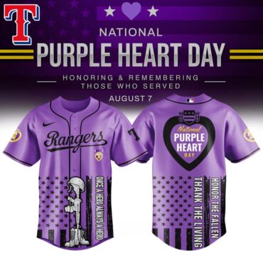 Texas Rangers MLB x USA Purple Heart Day Baseball Jersey