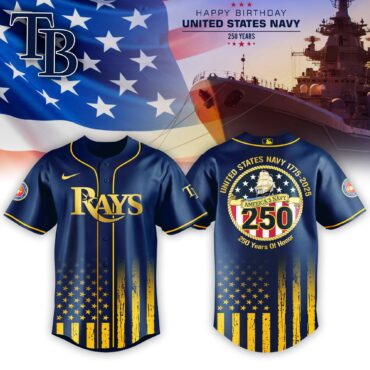 Tampa Bay Rays MLB x USA Happy Birthday USA Navy Baseball Jersey