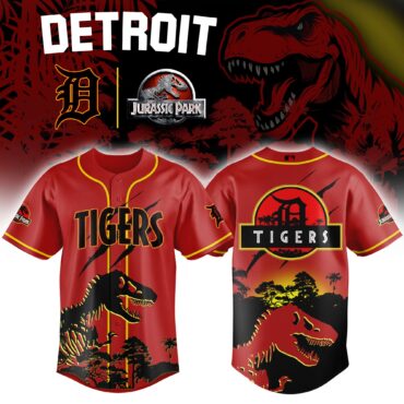 Detroit Tigers MLB x Jurassic World Prehistoric Fury Baseball Jersey