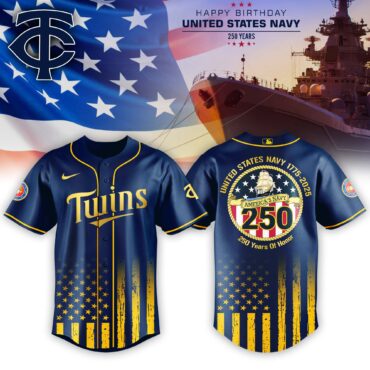 Minnesota Twins MLB x USA Happy Birthday USA Navy Baseball Jersey