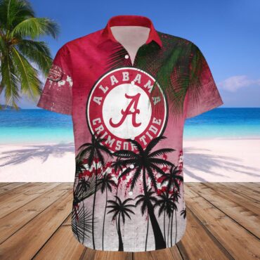 Alabama Crimson Tide Hawaii Shirt Coconut Tree Tropical Grunge Ncaa