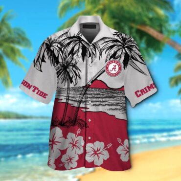 Alabama Crimson Tide Hawaiian Short Sleeve Shirt Tropical Design Elegance