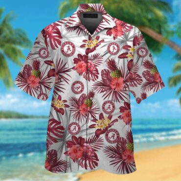 Alabama Crimson Tide Short Sleeve Shirt Design Hawaiian Tropical Elegance