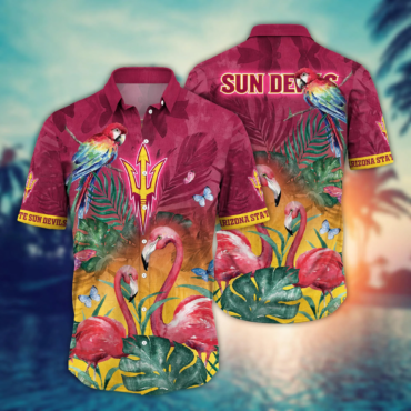 Arizona State Sun Devils Ncaa Hawaiian Shirt Lush Greenery Exhibition Match Shirts