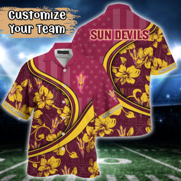 Arizona State Sun Devils Ncaa Us Flag Hawaiian Shirt Custom Summer Aloha Shirt