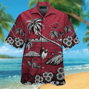 Arkansas Razorbacks Hawaiian Short Sleeve Tropical Design Button Up Shirt