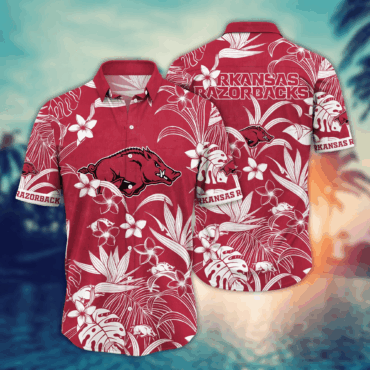 Arkansas Razorbacks Ncaa Hawaiian Shirt Tan Linestime Aloha Shirt
