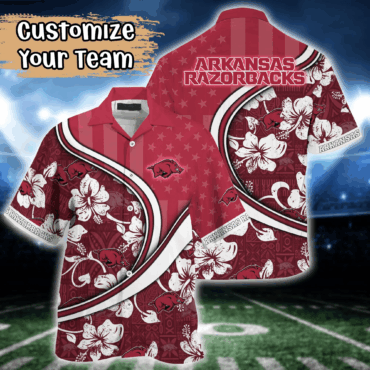Arkansas Razorbacks Ncaa Us Flag Hawaiian Shirt Custom Summer Aloha Shirt