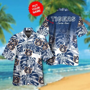 Auburn Tigers Button Up Short Sleeve Hawaiian Tropical Shirt