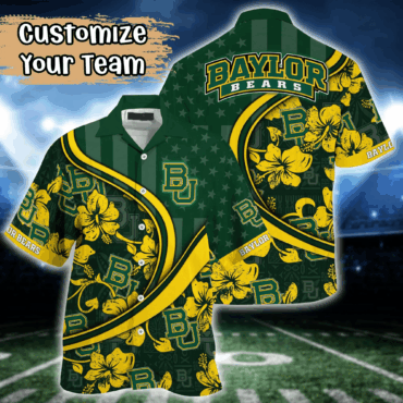 Baylor Bears Ncaa Us Flag Hawaiian Shirt Custom Summer Aloha Shirt